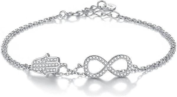 charm bracelets infinity hamsa hand bracelet double layered link for women lucky letter 8 crystal 2 layer chain, Golden;silver
charm bracelets infinity hamsa hand bracelet double layered link for women lucky letter 8 crystal 2 layer chain, Golden;silver