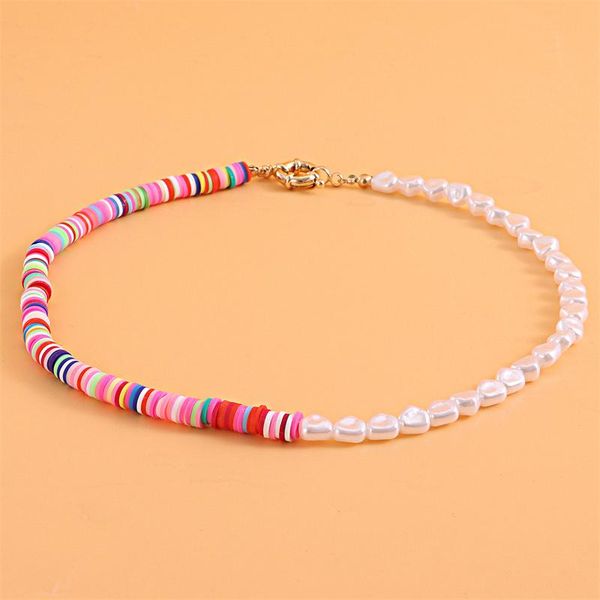 chokers product 6mm soft pottery sailor clasp triangle pearl fashion trend geometric hip hop short necklace female, Golden;silver