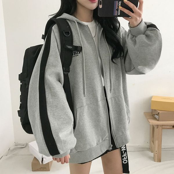 new loose sweater jacket women sweatshirt all-match casual simple hoodie student long-sleeved zipper plus velvet cardigan, Black;brown
new loose sweater jacket women sweatshirt all-match casual simple hoodie student long-sleeved zipper plus velvet cardigan, Black;brown