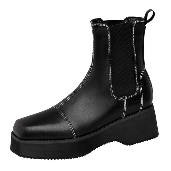 square-headed car sewing with internal reinforcement of rubber band mid-calf calf platform boots u9mf, Black
square-headed car sewing with internal reinforcement of rubber band mid-calf calf platform boots u9mf, Black