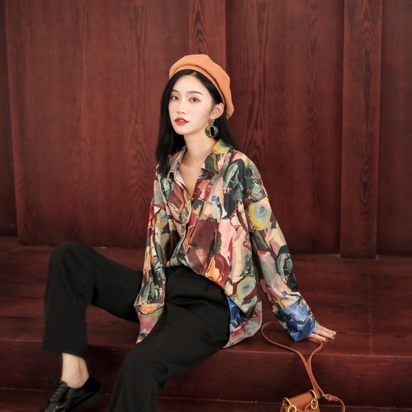 2021 new fall womens and blouses long sleeve button up shirt impressionism print blouse designer shirts clothes twhp, White
2021 new fall womens and blouses long sleeve button up shirt impressionism print blouse designer shirts clothes twhp, White