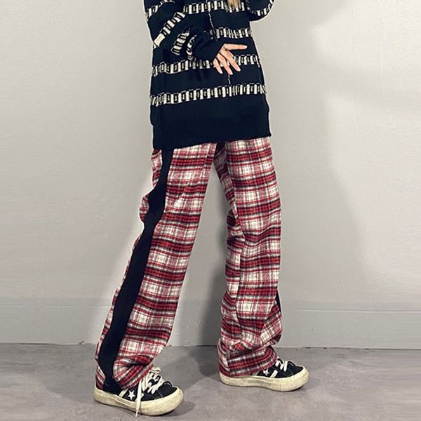 new 2021 color block street plaid loose straight casual pants men and women wide leg high waist checkered baggy trousers 1z5d, Black
new 2021 color block street plaid loose straight casual pants men and women wide leg high waist checkered baggy trousers 1z5d, Black