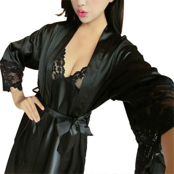2 pcs women lace robe set rayon pajamas v-neck nightgown cardigans plus size, Black;red
2 pcs women lace robe set rayon pajamas v-neck nightgown cardigans plus size, Black;red