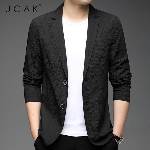 men's suits & blazers ucak brand arrival spring autumn streetwear men blazer clothing casual solid color single breasted blzaer jacket, White;black
men's suits & blazers ucak brand arrival spring autumn streetwear men blazer clothing casual solid color single breasted blzaer jacket, White;black