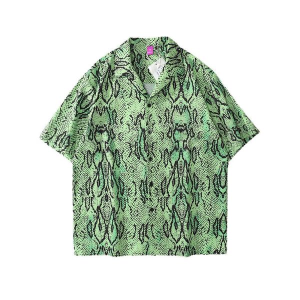 men's casual shirts green shirt vintage python pattern harajuku short sleeve beach holiday oversized 2021 summer hawaii top, White;black 
men's casual shirts green shirt vintage python pattern harajuku short sleeve beach holiday oversized 2021 summer hawaii top, White;black