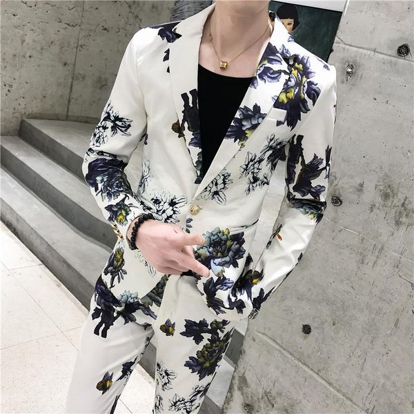 men's suits & blazers (jackets+pants) 2021 spring printed business blazers/male slim fit casual suit of two pieces groom's wedding, White;black
men's suits & blazers (jackets+pants) 2021 spring printed business blazers/male slim fit casual suit of two pieces groom's wedding, White;black