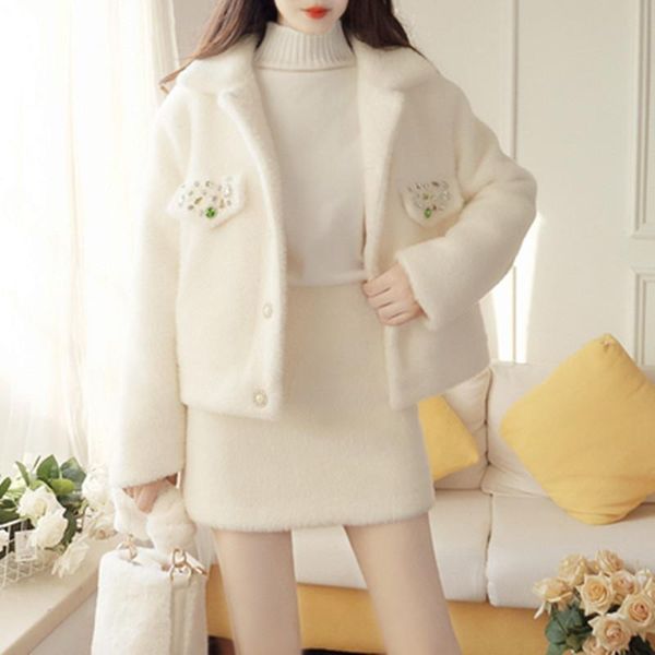 two piece dress yuzacdwx 2021 autumn winter set fashion single-breasted long-sleeved auger temperament elegant jacket skirt suit, White
two piece dress yuzacdwx 2021 autumn winter set fashion single-breasted long-sleeved auger temperament elegant jacket skirt suit, White