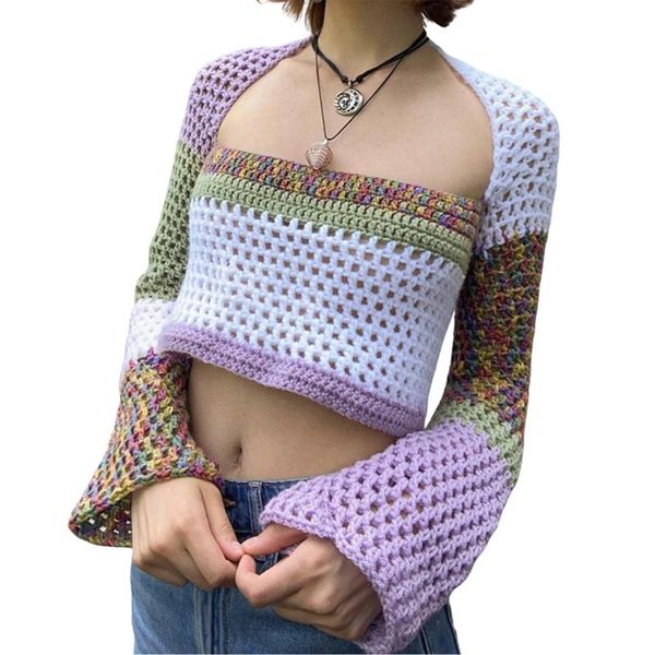 women's sweaters y2k long sleeve crochet knit crop for women patchwork color block pullover jumper vintage e girl streetwear, White;black
women's sweaters y2k long sleeve crochet knit crop for women patchwork color block pullover jumper vintage e girl streetwear, White;black