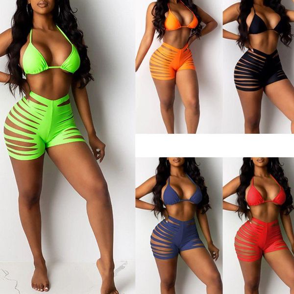 women neon solid color brazilian bikini set halter triangle bra swimsuit high waist hollow out shorts strappy bathing suit
women neon solid color brazilian bikini set halter triangle bra swimsuit high waist hollow out shorts strappy bathing suit
