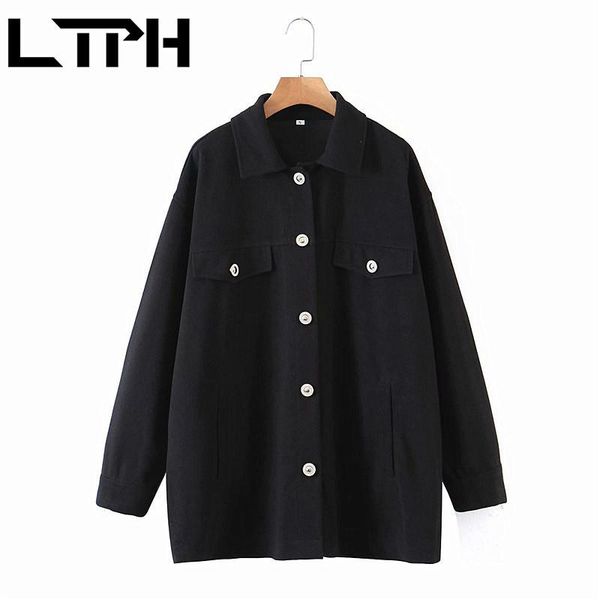 women's jackets ltph simple fashion black vintage coat long sleeve single breasted shirt outerwear woman jacket 2021 spring autumn, Black;brown
women's jackets ltph simple fashion black vintage coat long sleeve single breasted shirt outerwear woman jacket 2021 spring autumn, Black;brown