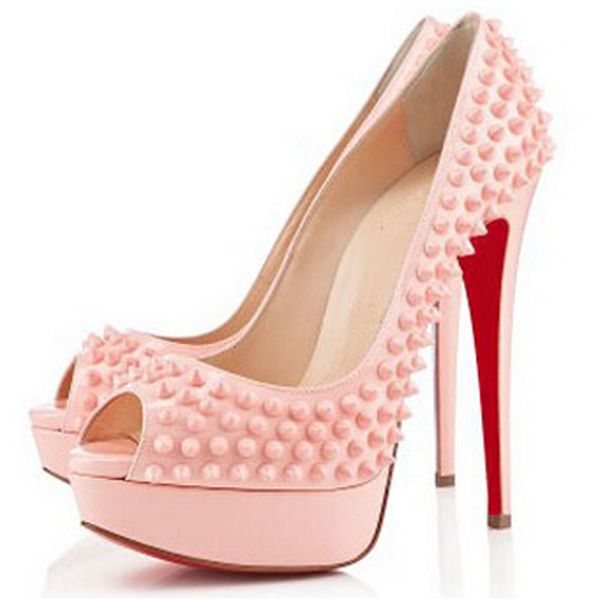 nude patent leather rivet spikes poined toes high heels shoes women lady genuine leather wedding shoes pumps variety of color, Black
nude patent leather rivet spikes poined toes high heels shoes women lady genuine leather wedding shoes pumps variety of color, Black