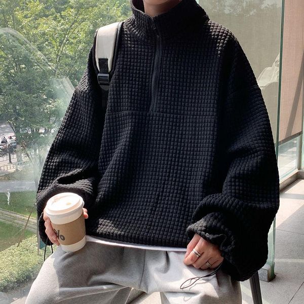 men's hoodies & sweatshirts large size stand-up collar hoodie fashion casual plaid sweatshirt men korean loose pullover mens, Black
men's hoodies & sweatshirts large size stand-up collar hoodie fashion casual plaid sweatshirt men korean loose pullover mens, Black
