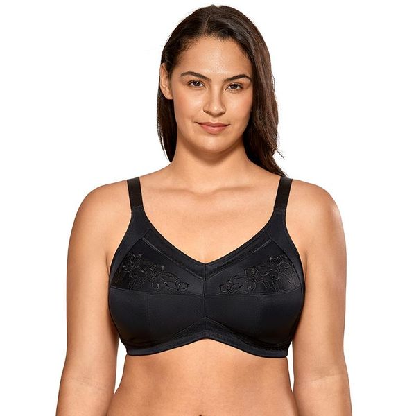 women's embroidered lace full coverage support wiremastectomy pocket bra, Red;black
women's embroidered lace full coverage support wiremastectomy pocket bra, Red;black