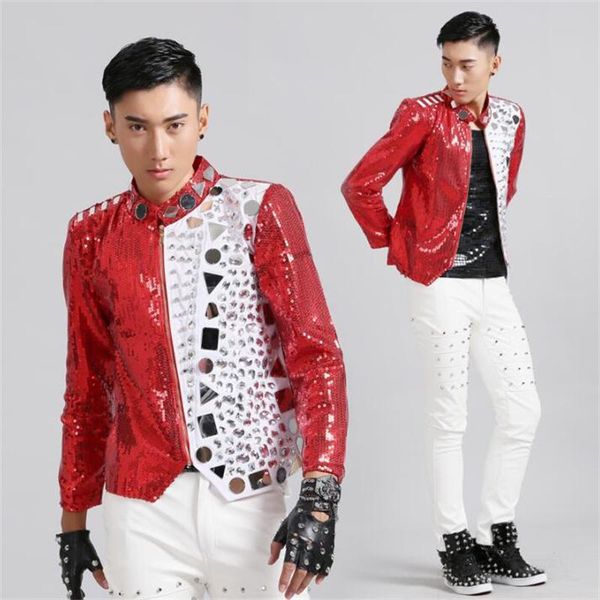 men's suits & blazers blazer men red designs jacket mens stage for singers clothes dance star style dress punk england clothing stand c, White;black
men's suits & blazers blazer men red designs jacket mens stage for singers clothes dance star style dress punk england clothing stand c, White;black