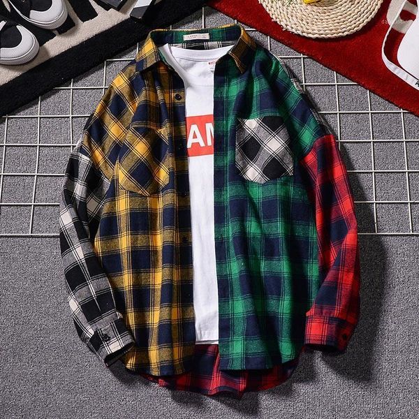 men's casual shirts yesmola plaid long sleeve shirt for men women spring autumn loose color matching hip hop trend thin coat, White;black
men's casual shirts yesmola plaid long sleeve shirt for men women spring autumn loose color matching hip hop trend thin coat, White;black