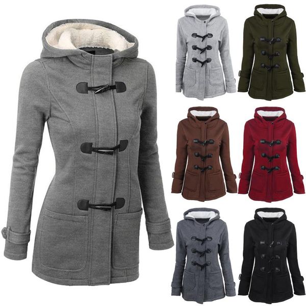 women's jackets 2021 winter women solid color horn buttons cardigan padded hooded coat warm and wind-proof overcoat, Black;brown
women's jackets 2021 winter women solid color horn buttons cardigan padded hooded coat warm and wind-proof overcoat, Black;brown