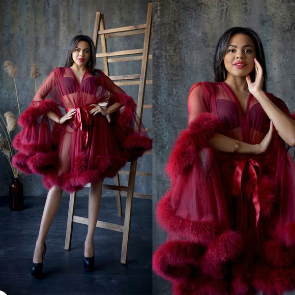 red fur women sleepwear robes ladyies feather tiered ruffles short kimono pregnant prom nightrobes bathrobe nightgown bridesmaid nightwear, White
red fur women sleepwear robes ladyies feather tiered ruffles short kimono pregnant prom nightrobes bathrobe nightgown bridesmaid nightwear, White