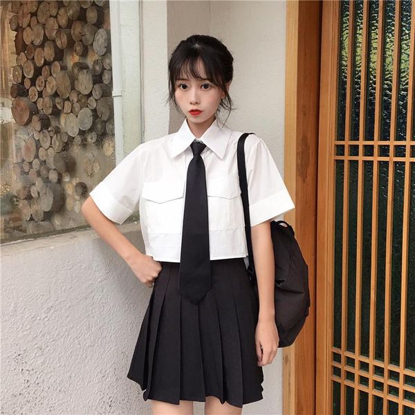 korean school uniform womens white blouse shirt irregular front short back long crop summer short sleeve blouses with tie
korean school uniform womens white blouse shirt irregular front short back long crop summer short sleeve blouses with tie
