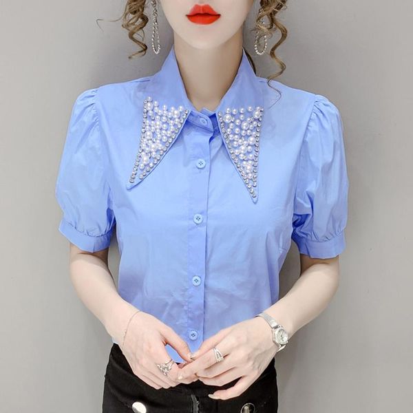 women's blouses & shirts korean fashion white beaded shirt 2021 summer office lady blouse turn down collar diamond women
women's blouses & shirts korean fashion white beaded shirt 2021 summer office lady blouse turn down collar diamond women