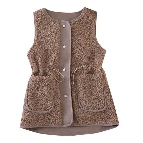 women's vests lamb plush vest 2021 women fashion autumn winter sleeveless single breated loose female jacket coat with pockets, Black;white
women's vests lamb plush vest 2021 women fashion autumn winter sleeveless single breated loose female jacket coat with pockets, Black;white