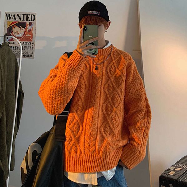 2021twist couple men's loose fit korean fashion sweater winter thickened coat autumn, White;black
2021twist couple men's loose fit korean fashion sweater winter thickened coat autumn, White;black