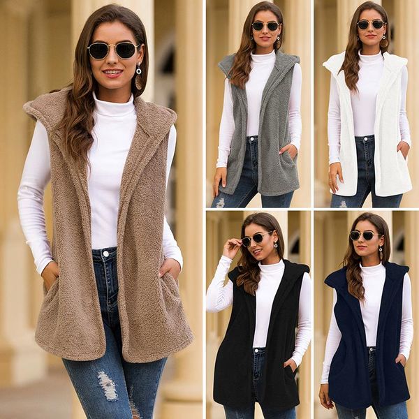 women's vests solid color hooded vest plush jacket sleeveless women sweater chic warm winter japanese simple coat, Black;white
women's vests solid color hooded vest plush jacket sleeveless women sweater chic warm winter japanese simple coat, Black;white