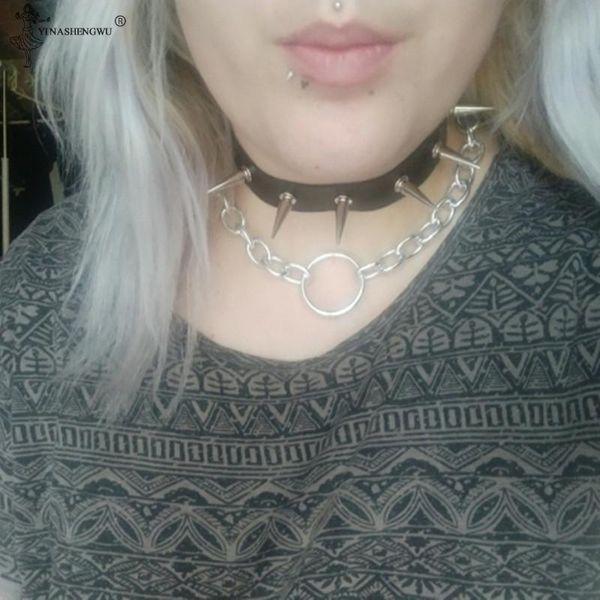 punk harajuku pu leather round spike rivet collar studded choker necklace body birthday party gift collar jewelry accessories, Golden;silver 
punk harajuku pu leather round spike rivet collar studded choker necklace body birthday party gift collar jewelry accessories, Golden;silver
