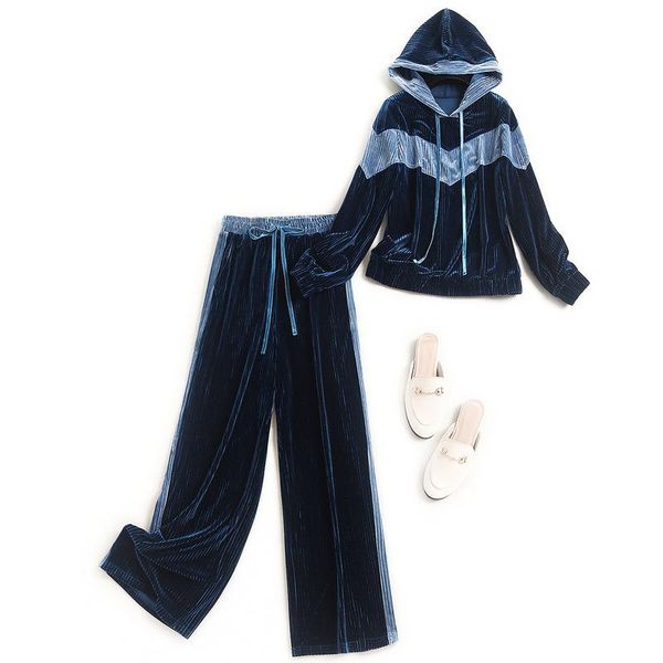 2021 new women's suit autumn fashion hooded velvet+ wide leg pants two-piece set elastic waist ankle-length sweatsuit for women, White
2021 new women's suit autumn fashion hooded velvet+ wide leg pants two-piece set elastic waist ankle-length sweatsuit for women, White