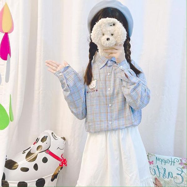 women's blouses & shirts clothes japanese women literary cute embroidery plaid blouse girls spring loose long sleeve harajuku soft sist, White
women's blouses & shirts clothes japanese women literary cute embroidery plaid blouse girls spring loose long sleeve harajuku soft sist, White
