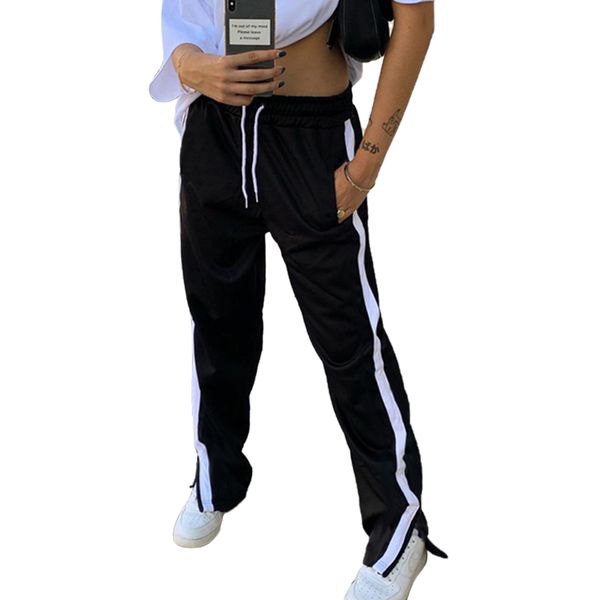women fashion high waist baggy split wide leg pants straight trousers casual sport joggers drawstring sweatpants streetwear, Black
women fashion high waist baggy split wide leg pants straight trousers casual sport joggers drawstring sweatpants streetwear, Black