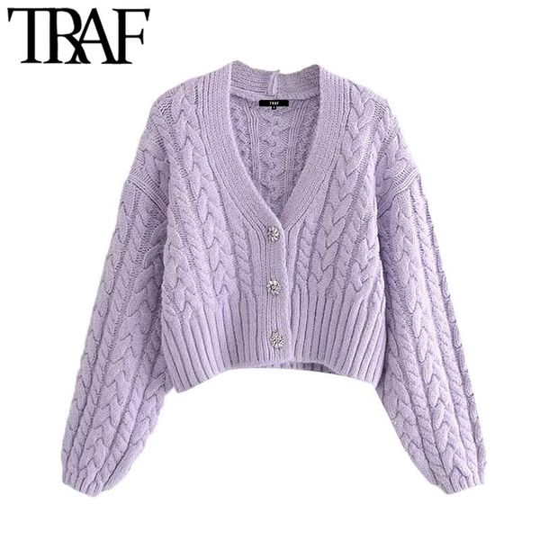traf women fashion rhinestone button cropped cable-knit cardigan sweater vintage long sleeve female outerwear chic, White
traf women fashion rhinestone button cropped cable-knit cardigan sweater vintage long sleeve female outerwear chic, White