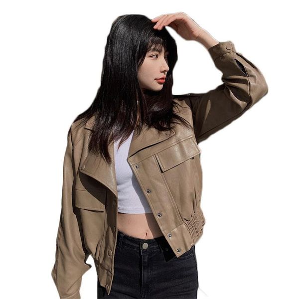 women's leather & faux wsyore pu jacket women spring and autumn cool good quality tooling large pockets short coat ns2952, Black
women's leather & faux wsyore pu jacket women spring and autumn cool good quality tooling large pockets short coat ns2952, Black