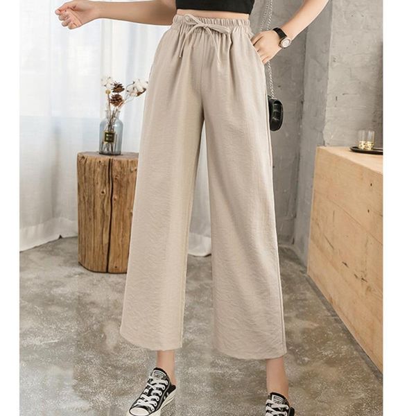 women's pants & capris #1922 summer wide leg women elastic high waist loose cotton linen ladies thin straight woman casual trousers, Black;white
women's pants & capris #1922 summer wide leg women elastic high waist loose cotton linen ladies thin straight woman casual trousers, Black;white