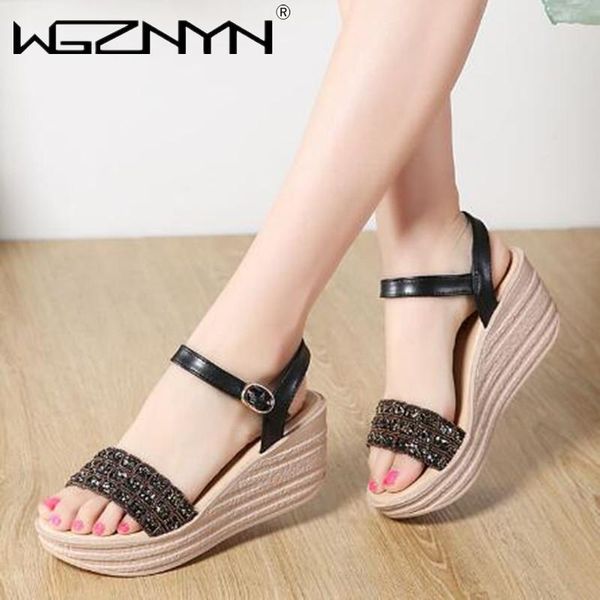 new women's ankle buckle strap wedge sandals ladies slingbacks high heel female casual platform woman shoes sandals women 2021, Black
new women's ankle buckle strap wedge sandals ladies slingbacks high heel female casual platform woman shoes sandals women 2021, Black