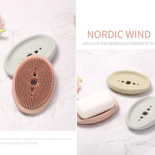silicone soap dish drain cleaning brush bar soap holder saver box container for bathroom
silicone soap dish drain cleaning brush bar soap holder saver box container for bathroom