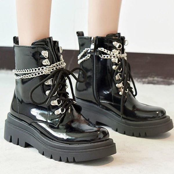 boots autumn and winter short women's rubber sole thick bottom middle heel round head square lace up solid color low, Black
boots autumn and winter short women's rubber sole thick bottom middle heel round head square lace up solid color low, Black