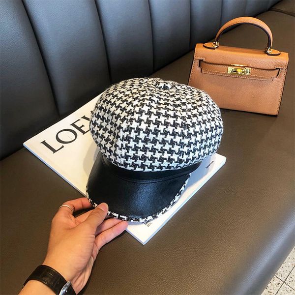 autumn and winter children's korean version trendy little fragrance octagonal hat lattice pattern splicing pu leather cap, Blue;gray
autumn and winter children's korean version trendy little fragrance octagonal hat lattice pattern splicing pu leather cap, Blue;gray