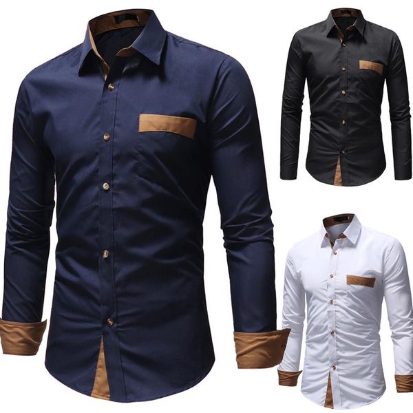 men's casual shirts cotton dress slim fit long sleeve button down shirt stand collar party with chest pocket, White;black
men's casual shirts cotton dress slim fit long sleeve button down shirt stand collar party with chest pocket, White;black