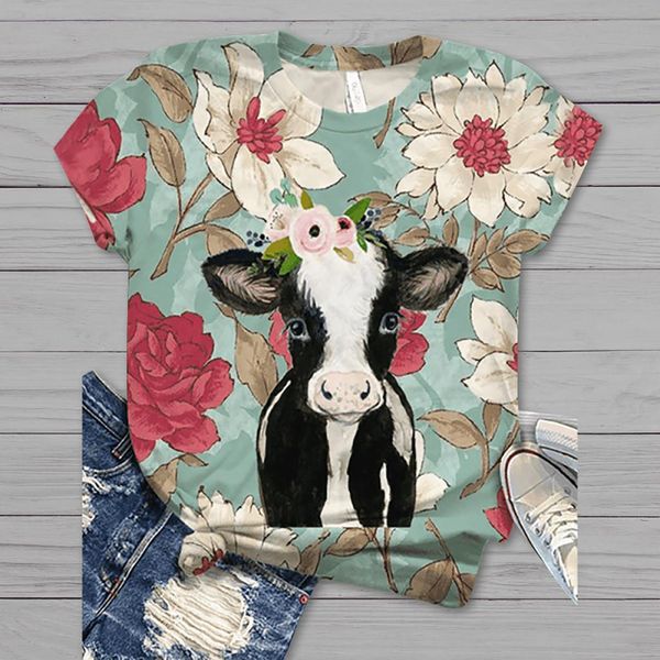 women's cartoon cow print t-shirt short sleeve animal print t-shirt o-neck casual t-shirt women 2021, White
women's cartoon cow print t-shirt short sleeve animal print t-shirt o-neck casual t-shirt women 2021, White