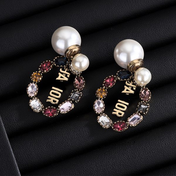 d family letter copper plated women's pearl earrings new inlaid color diamond net red, Golden
d family letter copper plated women's pearl earrings new inlaid color diamond net red, Golden