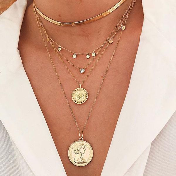 chokers vintage multilayer portrait coin pendant necklace bohemian snake chain golden head collar fashion trend jewelry, Golden;silver
chokers vintage multilayer portrait coin pendant necklace bohemian snake chain golden head collar fashion trend jewelry, Golden;silver
