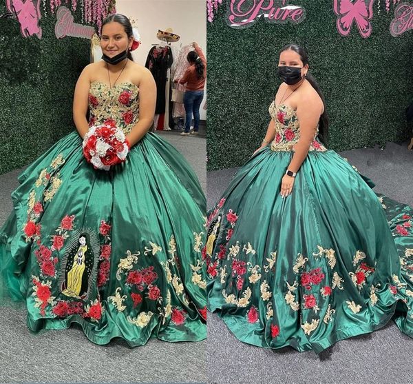 2022 modest gold red embroidered quinceanera dresses charro plus size ball gown dark green satin sweet 16 dress corset women young, Blue;red
2022 modest gold red embroidered quinceanera dresses charro plus size ball gown dark green satin sweet 16 dress corset women young, Blue;red