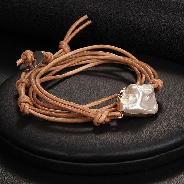 beaded, strands bohemian irregular pearl shell charm bracelets for women men leather cord adjustable wax rope bangle sea beach fashion jewel, Black
beaded, strands bohemian irregular pearl shell charm bracelets for women men leather cord adjustable wax rope bangle sea beach fashion jewel, Black