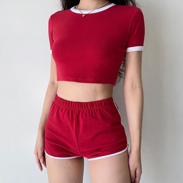 women's tracksuits women contrast trimmed crop t-shirt and runner shorts co-ord trim tee & set, Gray
women's tracksuits women contrast trimmed crop t-shirt and runner shorts co-ord trim tee & set, Gray