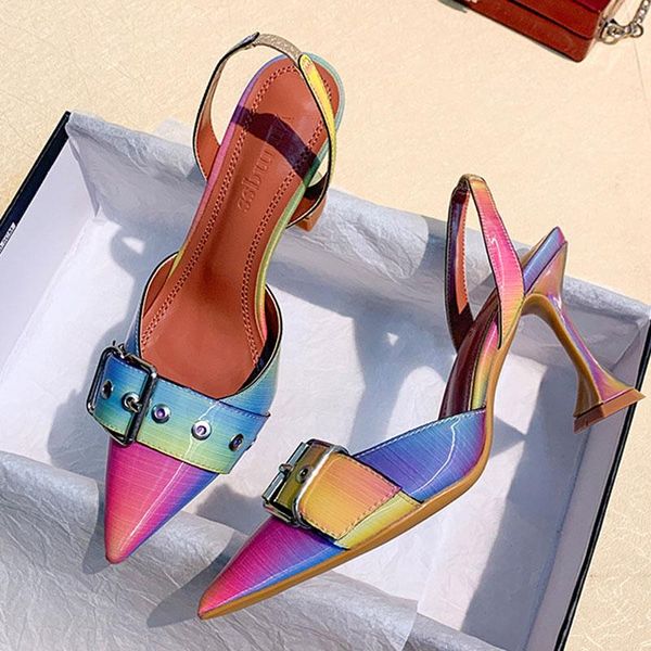 dress shoes big size 35-42 rainbow colorful patent leather women sandals elegant pointed toe buckle high heels wedding slingback pumps, Black
dress shoes big size 35-42 rainbow colorful patent leather women sandals elegant pointed toe buckle high heels wedding slingback pumps, Black