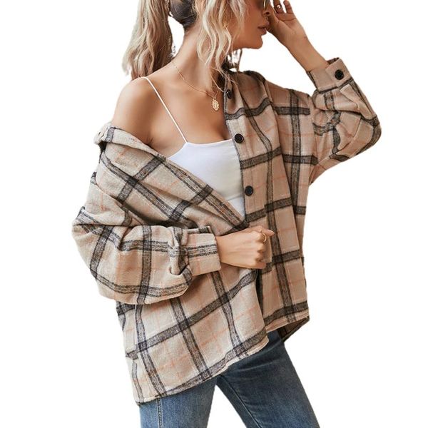women's jackets plaid shirts coat women button turn-down collar long sleeve clothing casual jacket, Black;brown
women's jackets plaid shirts coat women button turn-down collar long sleeve clothing casual jacket, Black;brown
