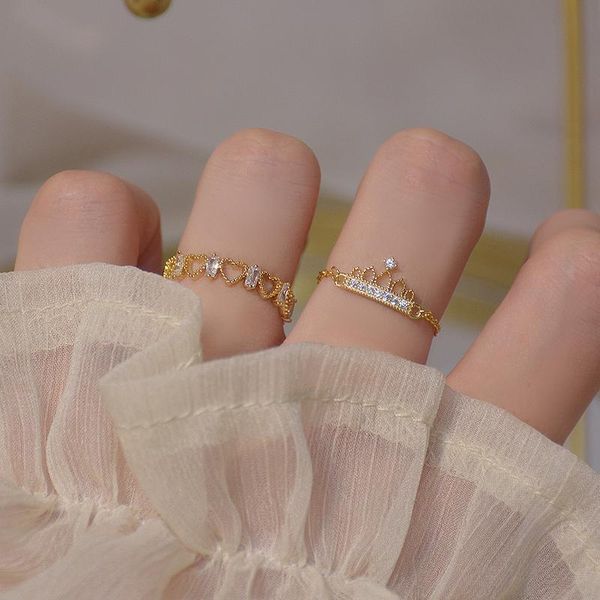 delicate jewelry 14k real gold adjustable pierced heart crystal rings for women simple style cubic zircon crown rings, Golden;silver
delicate jewelry 14k real gold adjustable pierced heart crystal rings for women simple style cubic zircon crown rings, Golden;silver