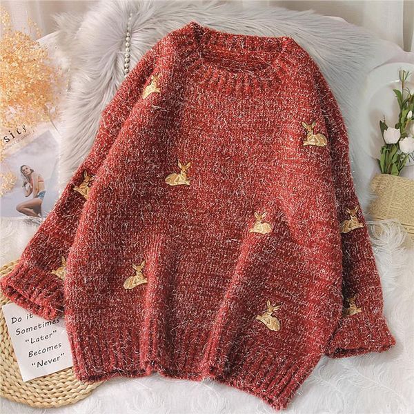 qnpqyx womens kawaii ulzzang vintage sweater college deer embroidery female korean thick cute loose harajuku clothing, White;black
qnpqyx womens kawaii ulzzang vintage sweater college deer embroidery female korean thick cute loose harajuku clothing, White;black