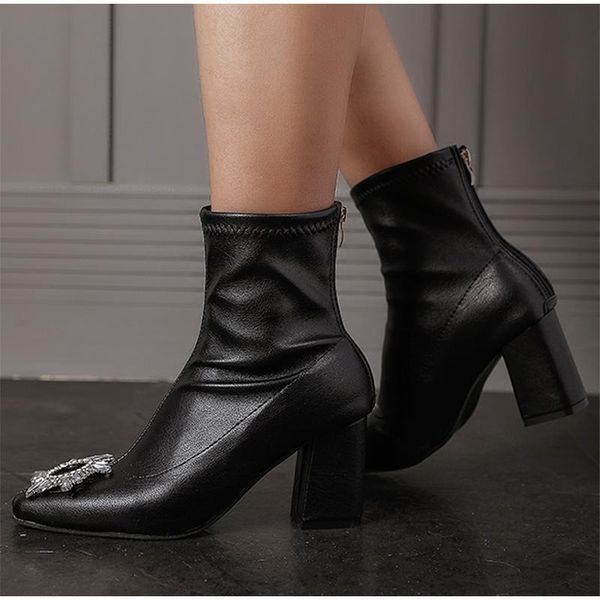 boots women's ankle fashion 2021 square toe heels pumps for female rhinestone zipper women modern autumn winter shoes, Black
boots women's ankle fashion 2021 square toe heels pumps for female rhinestone zipper women modern autumn winter shoes, Black