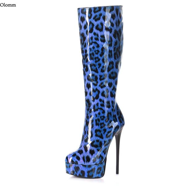 rontic olomm handmade women winter shiny knee boots leopard stiletto high heels round toe brown blue grey party shoes plus us size 5-20, Black
rontic olomm handmade women winter shiny knee boots leopard stiletto high heels round toe brown blue grey party shoes plus us size 5-20, Black